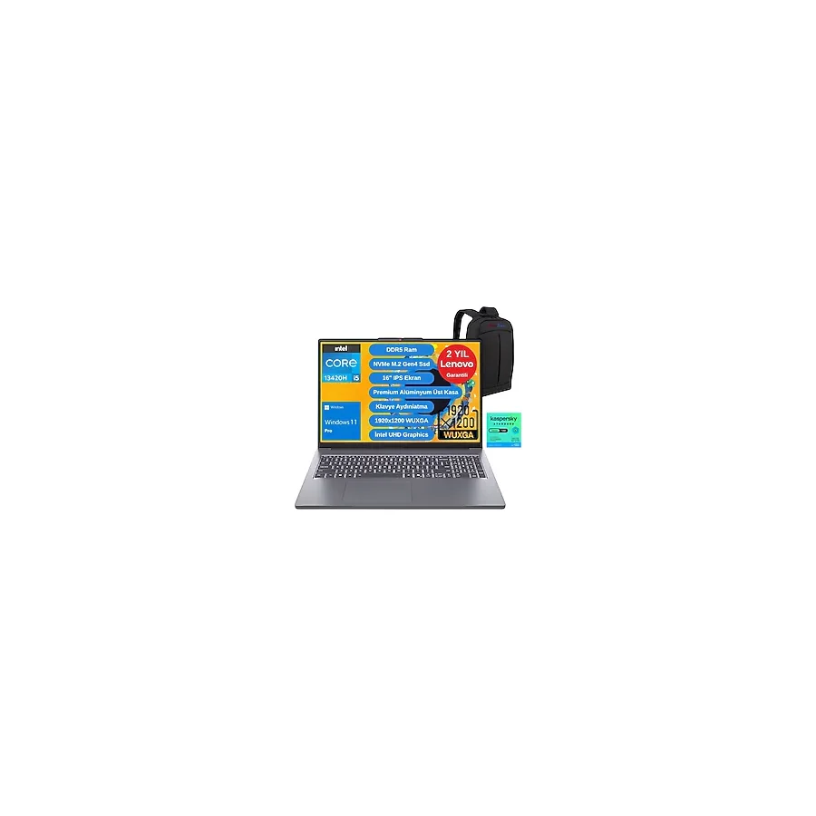 Lenovo Ideapad Slim 3 16IRH10 Intel Core I5 13420H 8gb 512GB SSD W11P 16" Wuxga 83K20077TR -Webzone Çanta / 1 Yıl Kaspersky Yazılım Koruma Wz1 - 512 GB - 8 GB