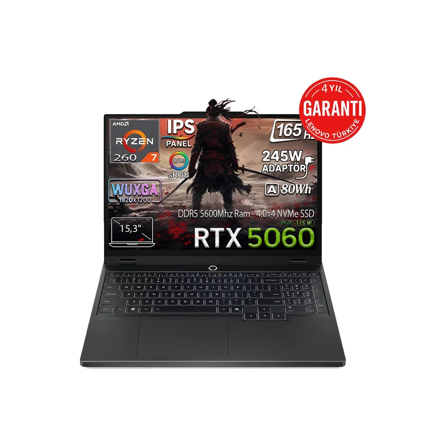 Lenovo Legion 5 15AHP10 83M00070TR Ryzen 7 260 24 GB 1 TB SSD RTX5060 15.3" WUXGA Gaming Laptop