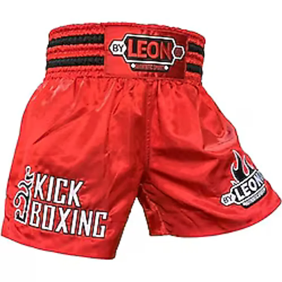Leon Kick Boxing Nakışlı Kick Boks Şortu Kırmızı BYL1002 RED (Kırmızı, S)
