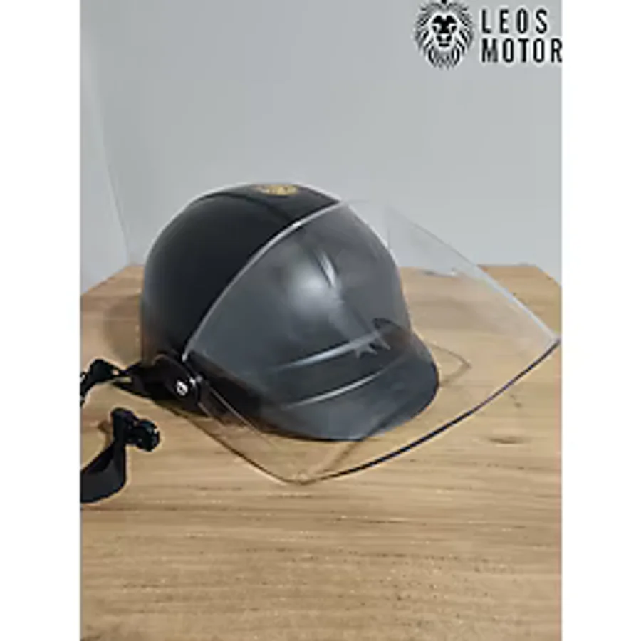 Leos -JOKEY KASK-CAMLI MODEL-SİYAH RENK-YERLİ ÜRETİM
