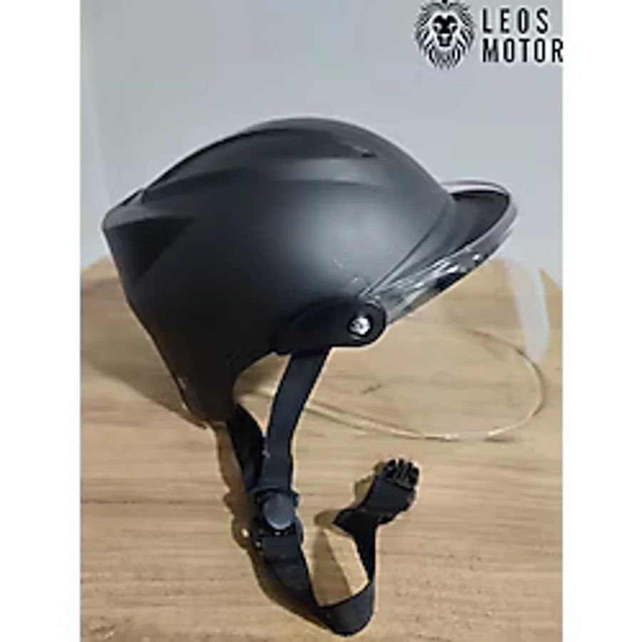 Leos Motor Jokey Kask Camlı Bisiklet Kaskı Camlı Siyah & Camlı Model (Ultra Dayanıklı)