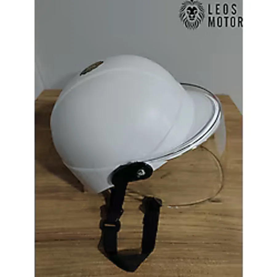 Leos -SİPERLİKLİ JOKEY KASK-BEYAZ RENK-YERLİ ÜRETİM-MOD1