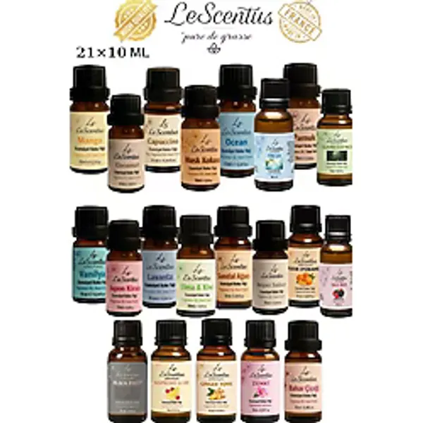 Lescentus Favori Set 21'li Esansiyel Uçucu Koku Yağı Buhurdanlık Yağı Difüzör Esansı Oda Ortam Kokusu 21X10ML
