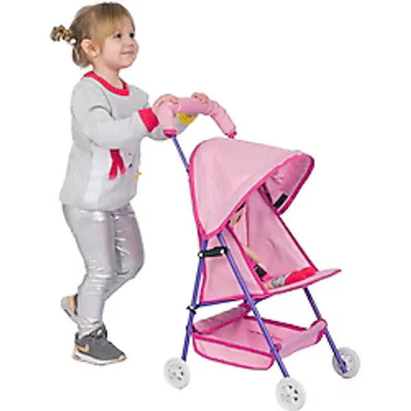 Let'S Go Baby Tenteli Katlanabilir Metal Oyuncak Puset Oyuncak Bebek Arabası