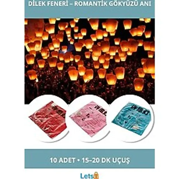 Letsii 10 Adet Dilek Feneri Renkli Uçan Hava Balonu