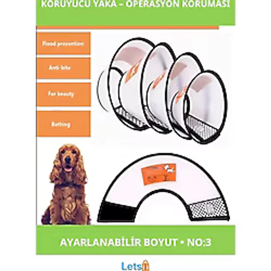 Letsii Ayarlanabilir Koruyucu Yaka Küçük ve Büyük Irklar İçin 3 Numara - Çok Renkli