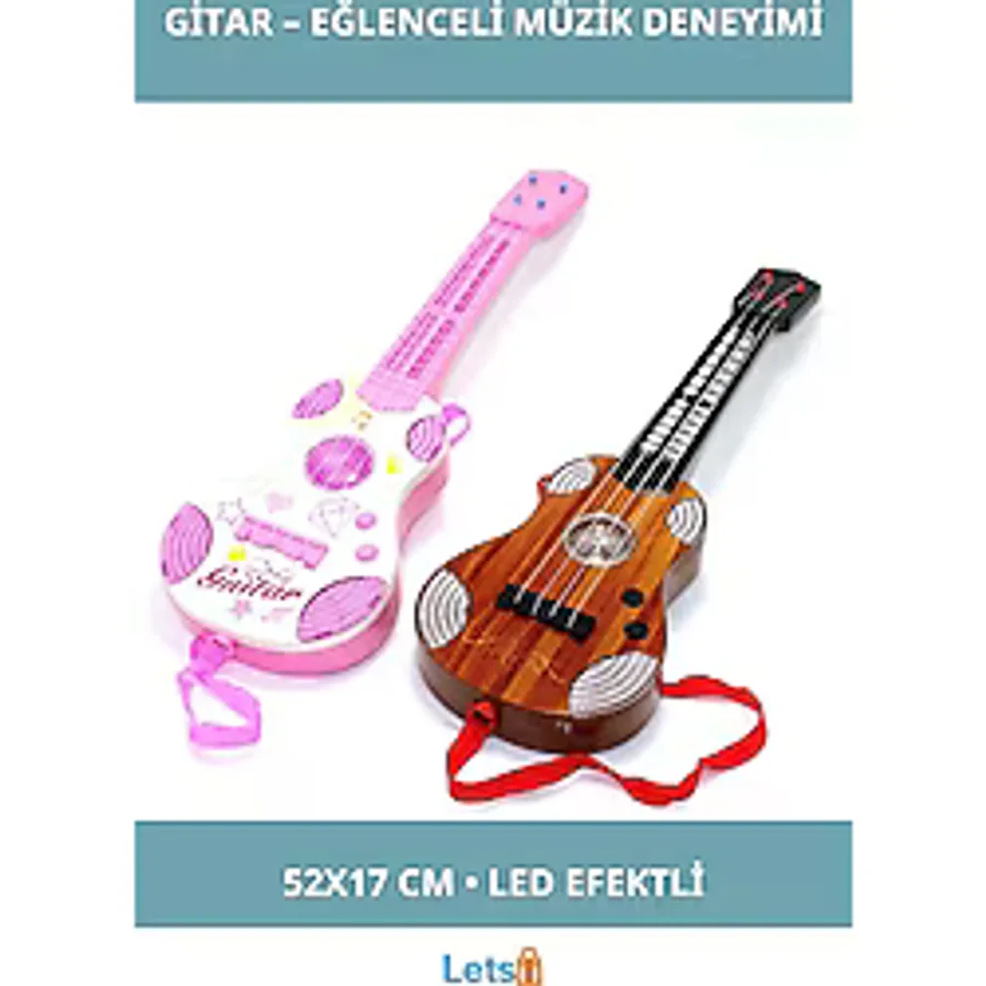 Letsii Müzikli LED Işıklı Çocuk Gitar Eğlenceli Oyun Içi Müzik Aracı - Eğitici Oyuncak