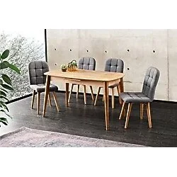 Levent Mobilya Essen Masa Ve Etro Sandalye Takımı Ceviz 130 x 80 Cm