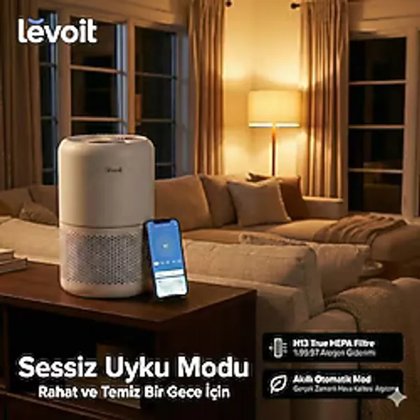 Levoit Kedi Köpek Tüyü ve Koku Giderici Akıllı Hava Temizleme Makinesi 360° Emiş Güçlü Hepa Filtreli Alerji Dostu Kompakt Salon ve Mutfak Tipi - Beyaz