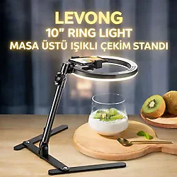 LEVONG LE-035 Masaüstü Çekim Standı Ürün Video Fotoğraf Çekimi 10" Ring Light Tripod Selfie Işığı