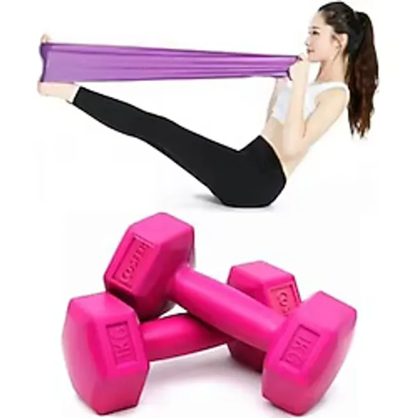 Leyaton 1 Kg X 2 Fuşya Dambıl Orta Drenç Pilates Bandı Lastiği