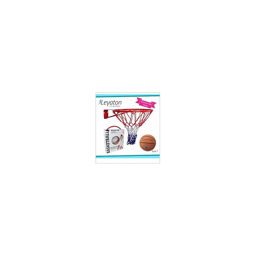 Leyaton Basketbol Pota Çemberi Fileli 20 Mm + Top Hediye KIRMIZI Tek Ebat