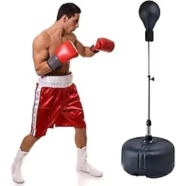 Leyaton Boks Standı Punching Ball Seti Boks Eldiveni ile 120-156 Cm Yükseklik Ayarlı Siyah, ARMT156