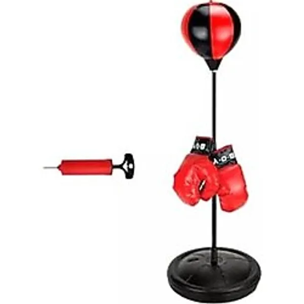 Leyaton Boks Standı Refleks Topu Boks Seti 70-105 Cm Eldiven Hediyeli, Tek Ebat, LYT1117010525, SİYAH-KIRMIZI