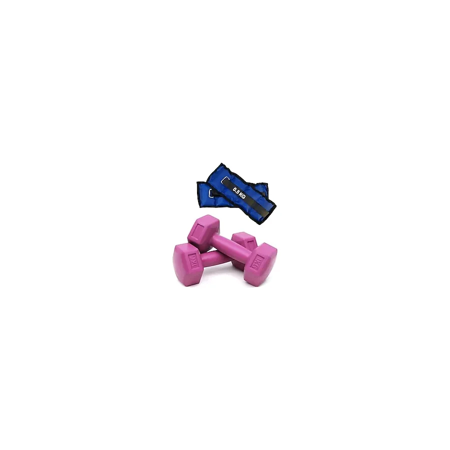 Leyaton El Ayak Bilek Ağırlığı 0.5kgx2adet Dumbell 1kgx2adet 2li Ağırlık Kondisyon Seti Pembe-Mavi, LETS-1079