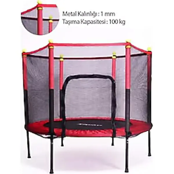 Leyaton Fileli Büyük Boy Trambolin 140 Cm Çap Kırmızı 100 Kg Taşıma Kapasitesi KIRMIZI Tek Ebat