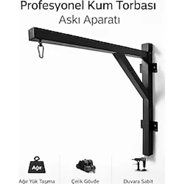 Leyaton Kum Torbası Askısı Boks Torbası Askı Aparatı Duvar Askısı Boks Standı Siyah, BKSASMA