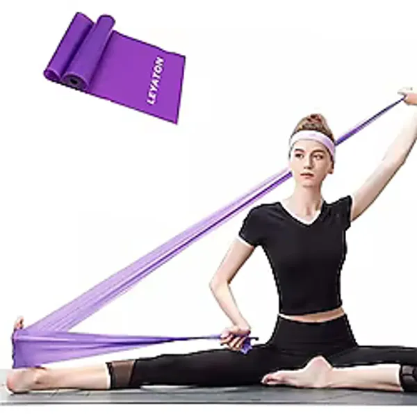 Leyaton Pilates Bandı Jimnastik Plates Lastiği 150x15 Cm Egzersiz Aerobik Bant 1 Adet Mor