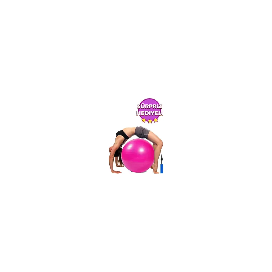 Leyaton Pilates Topu Seti Pembe 65 Cm Deluxe Yoga Plates Egzersiz Topu Ball Şişirme Pompası Seti