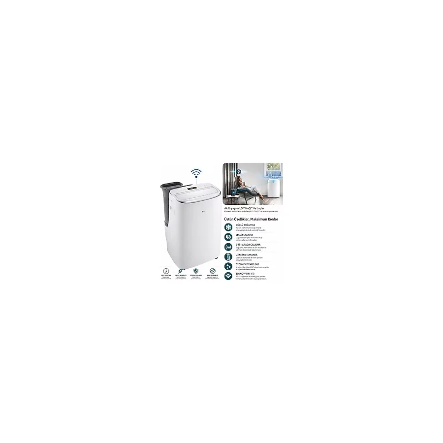 Lg Akıllı Telefon Tablet Bağlantılı Taşınabilir Kilima- 9000 Btu A+ Inverter Wi-Fi Kontrollu Akıllı - Portatif Mobil Klima - PA11WS