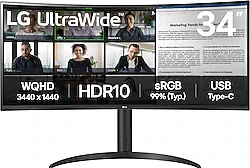 LG UltraWide 34WR55QK-B 34" 5 ms WQHD Curved 100 Hz Monitör