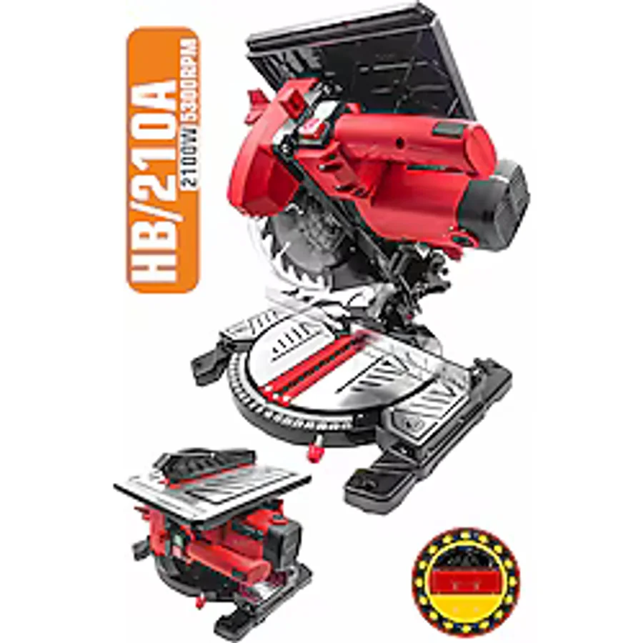 Lieber German İbeltech 1100 Watt 210 Mm Bakır Sargılı Motor Alttan Üstten Tablalı Tezgah Üstü Gönye Kesme Makinesi