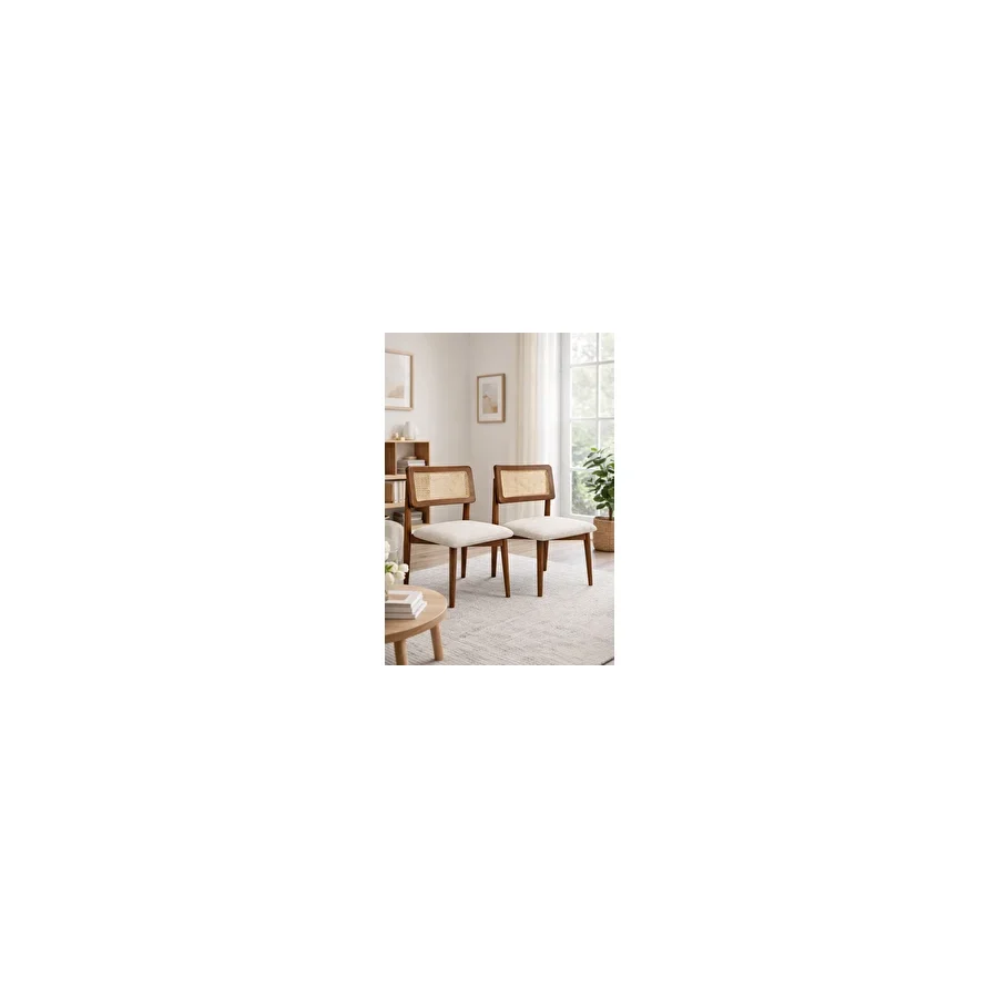 Lif Mobilya Hasır Sandalye Ceviz Renk - Iskandinav Tasarım (2'lı Set) - 2'Li Set