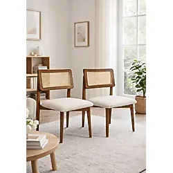 Lif Mobilya Hasır Sandalye Ceviz Renk - Iskandinav Tasarım (2'lı Set) - 2'Li Set