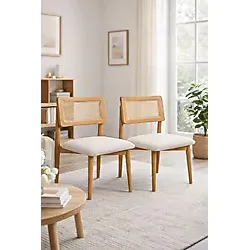 Lif Mobilya Hasır Sandalye Meşe Renk - Iskandinav Tasarım (2'li Set) - 2'Li Set