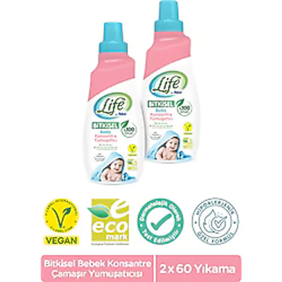 Life By Fakir Baby Bitkisel Konsantre Bebek Çamaşır Yumuşatıcısı 1500 ml 2 Adet