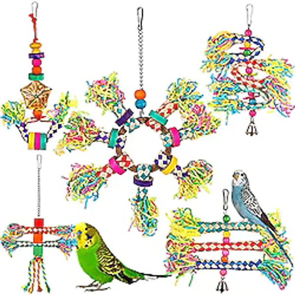 LifeIdeas Kuş Oyuncakları, 5 ADET Renkli Kuş Parçalama Oyuncakları Asılı Muhabbet Kuşu Çiğneme Oyuncakları, Küçük Orta Papağanlar, Conures, Cockatiel, Cennet Papağanı Cockatiel ve Kafes Aksesuarları i