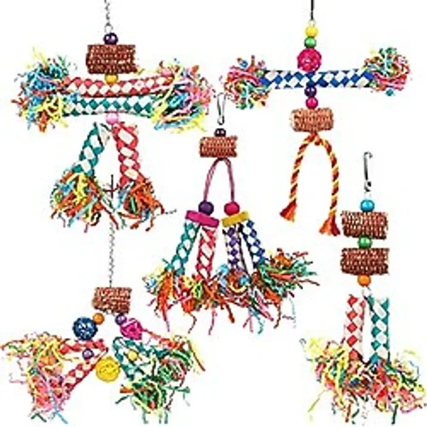 LifeIdeas Kuş Parçalama Oyuncakları, 5 ADET Papağan Çiğneme Oyuncakları Doğal Mısır Koçanı Küçük Orta Boy Papağanlar Muhabbet Kuşları için Renkli Bambu Kuş Besleme Oyuncakları
