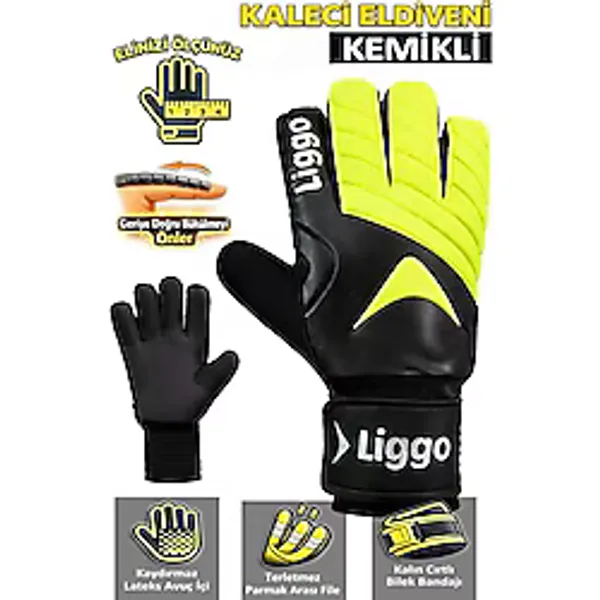 Liggo Plonjon Kemikli Kaleci Eldiveni Bilek Bandajlı Parmak Destekli 7-8-9-10 - Yeşil