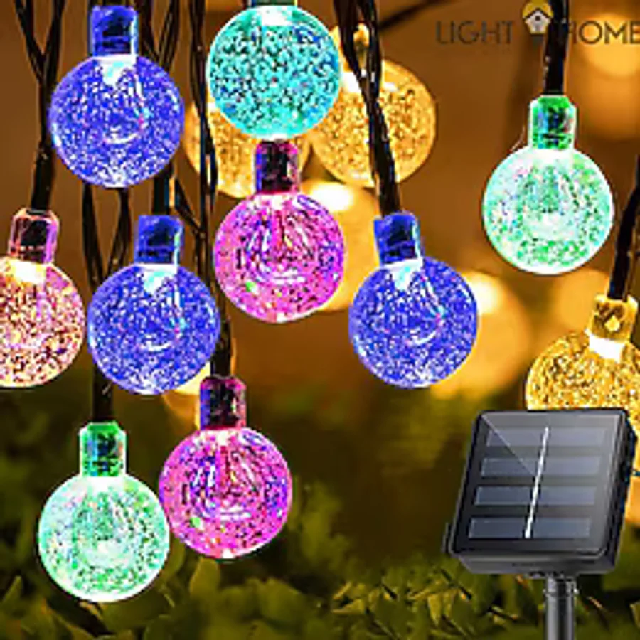 Light Home 50 Led 7 Metre Tüm Renkler Kristal Güneş Enerjili Led Işık Solar Bahçe Teras Balkon Ağaç Lambası Aydınlatması - Kristal Renkli