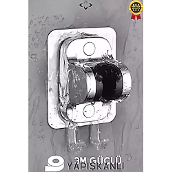 LİGROUND KROM Kendinden Yapışkanlı Askılık Duş Mafsalı Güçlü Yapışkanlı Iki Askılı Duş Başlık Askısı Mafsalı