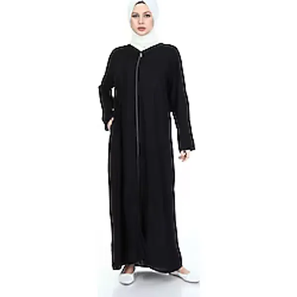 Likapa Fermuarlı Viskon Namaz Elbisesi - Siyah - 2