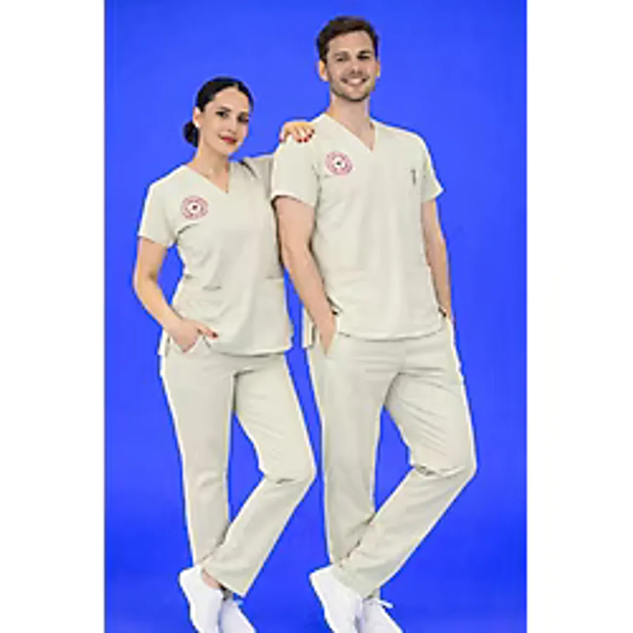 Likralı Tıbbi Sekreter Forması (Moth) - 2XS - Vizon - Bej