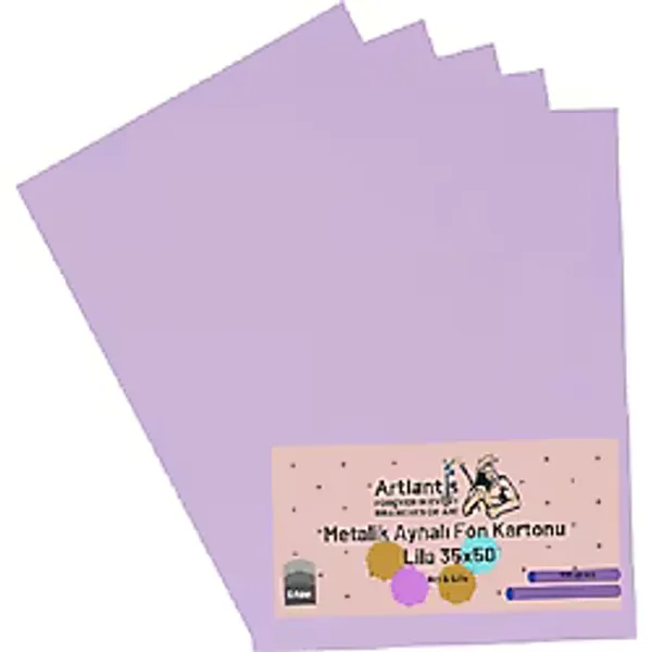 Lila 35x50 Metalik Aynalı Fon Kartonu 5 Adet 1 Paket Artlantis Aynalı Metalik Fon Kartonu