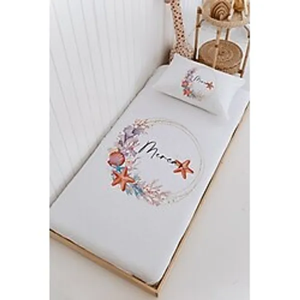Lilabio Isme Özel %100 Pamuk Bebek ve Çocuk Tek Kişilik 165 x 225 cm Pike Takımı-Deniz Çemberi