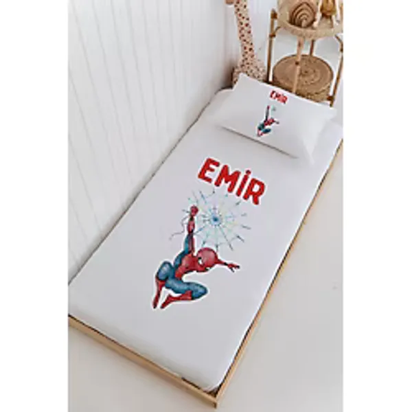 Lilabio Isme Özel %100 Pamuk Bebek ve Çocuk Tek Kişilik 165 x 225 cm Pike Takımı-Örümcek Adam