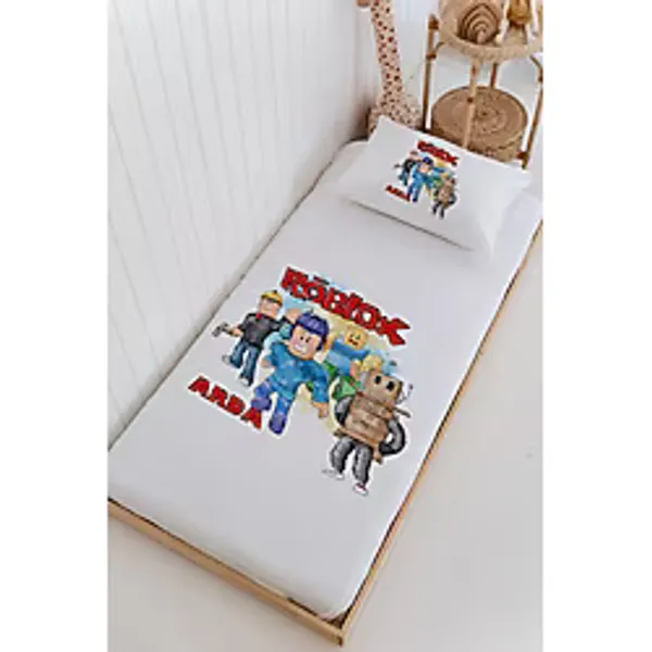 Lilabio Isme Özel %100 Pamuk Bebek ve Çocuk Tek Kişilik 165 x 225 cm Pike Takımı-Roblox
