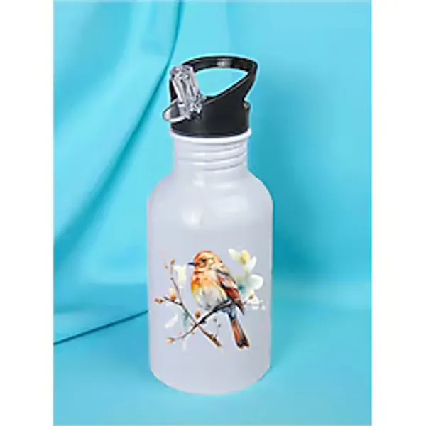 lili hediyelik Dalda Kuş Baskılı Matara Suluk 600 ml - Sporcu Suluğu, Büyük Suluk, Spor Matara, Sporcu Sulukları