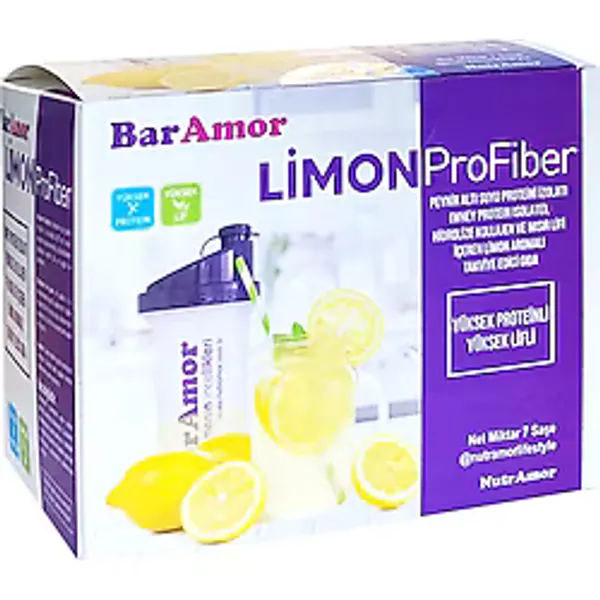Limon ProFiber- Peynir Altı Suyu Protein İzolatı (Whey Protein İzolatı),Hidrolize Kollajen ve Mısır Lifi İçeren Limon Aromalı Takviye Edici Gıda(7 Günlük)