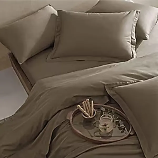Linens Mix&Match Pamuk Saten 2'li Volanlı Yastık Kılıfı Seti Kahve