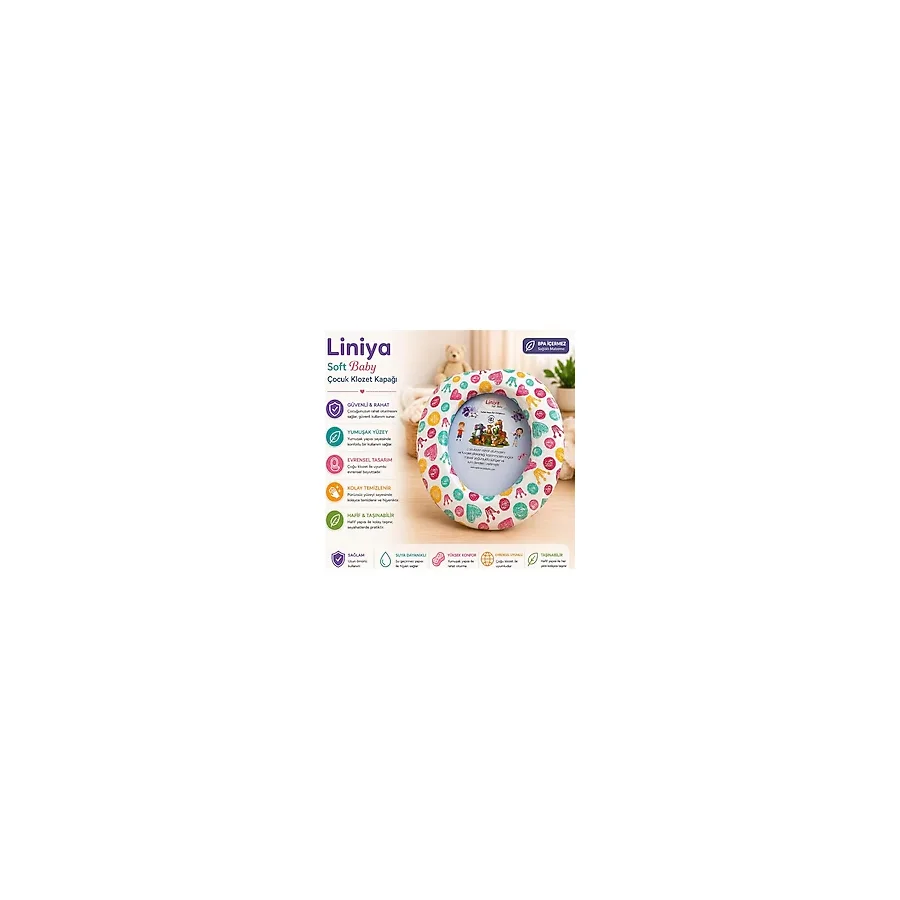 Liniya Soft Baby Çocuk Klozet Kapağı - Yumuşak Süngerli Lazımlık Adaptörü - Evrensel Tuvalet Oturağı - Bpa Içermez - Taşınabilir Bebek Wc Aparatı