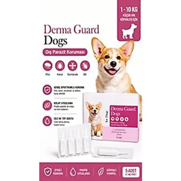 Lion Paw 1-10 kg Köpek Dış Parazit Ense Deri Damlası Pire Bit Kene Deri Bakımı İçin Bitkisel Damla 5x1 ml - Pembe
