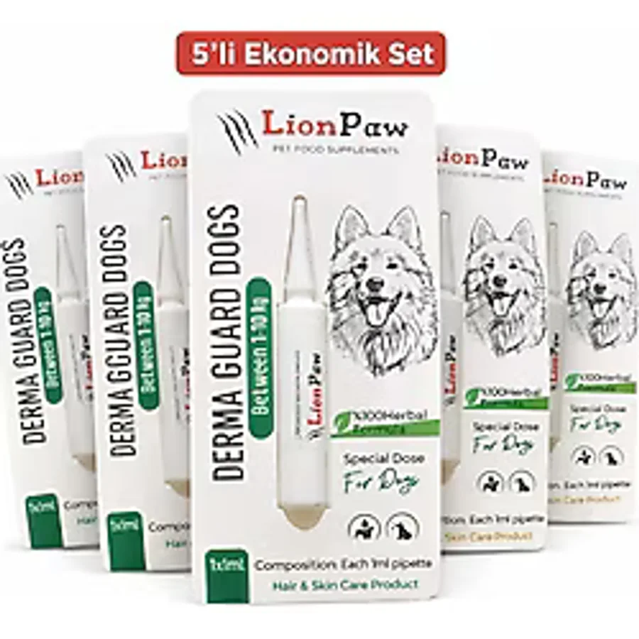 Lion Paw 1-10 Kg Köpek Dış Parazit Ense Deri Damlası Pire Bit Kene Deri Bakımı İçin Bitkisel Damla 5x1 ml