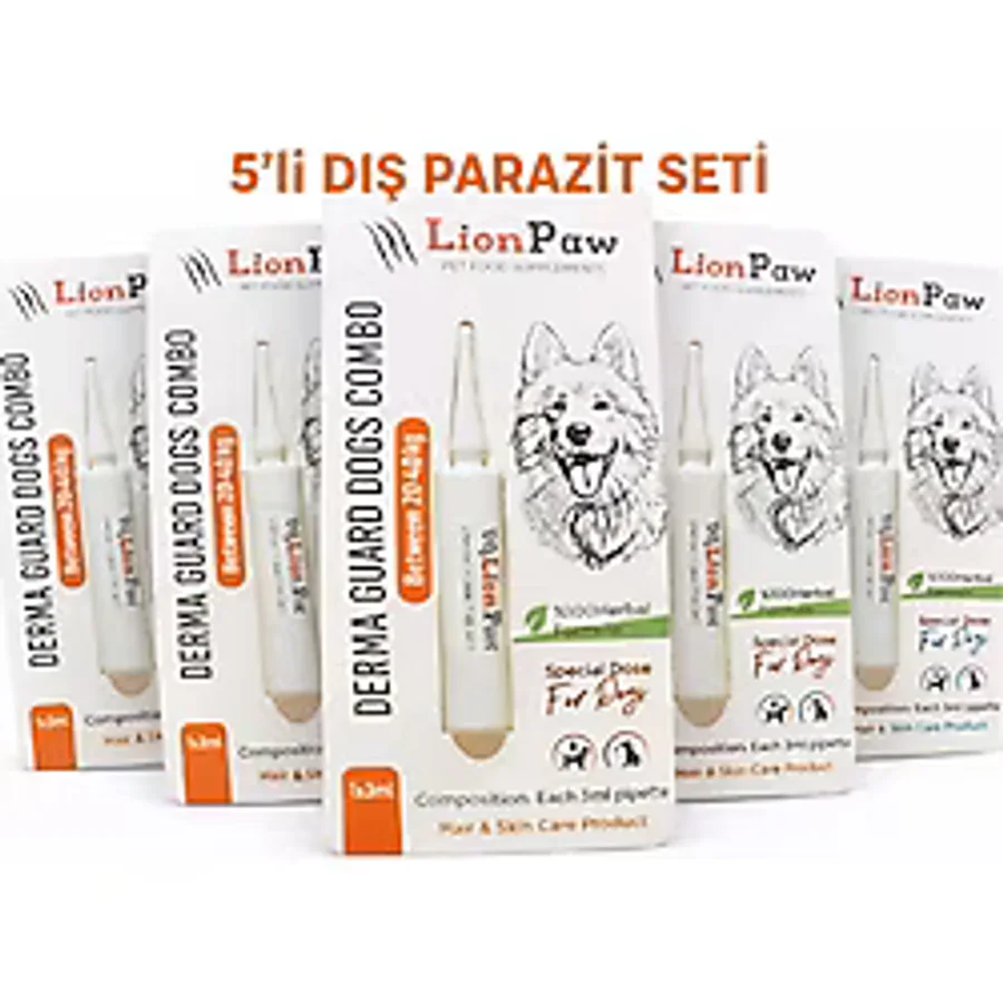 Lion Paw 20-40 Kg Köpek Dış Parazit Ense Deri Damlası Pire Bit Kene Deri Bakımı İçin Bitkisel Damla 5x3 ml