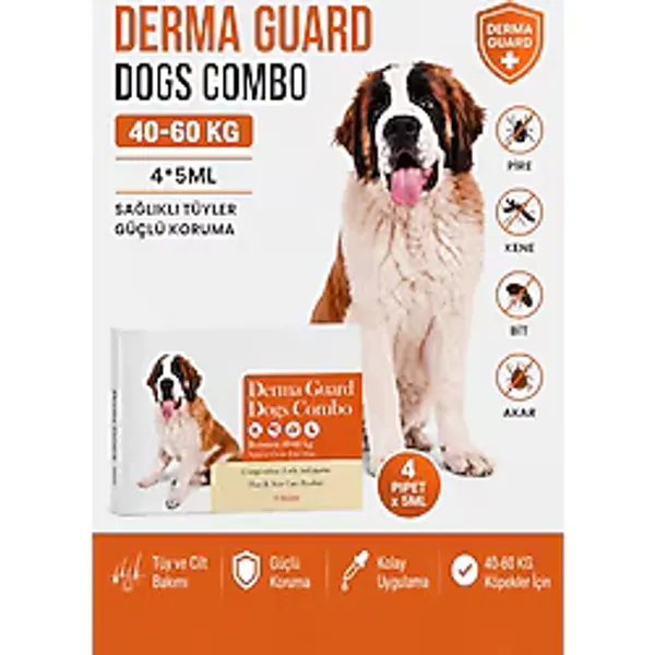 Lion Paw 40-60 kg Köpek Dış Parazit Ense Deri Damlası Pire Bit Kene Deri Bakımı İçin Bitkisel Damla 4x5 ML - Kahverengi