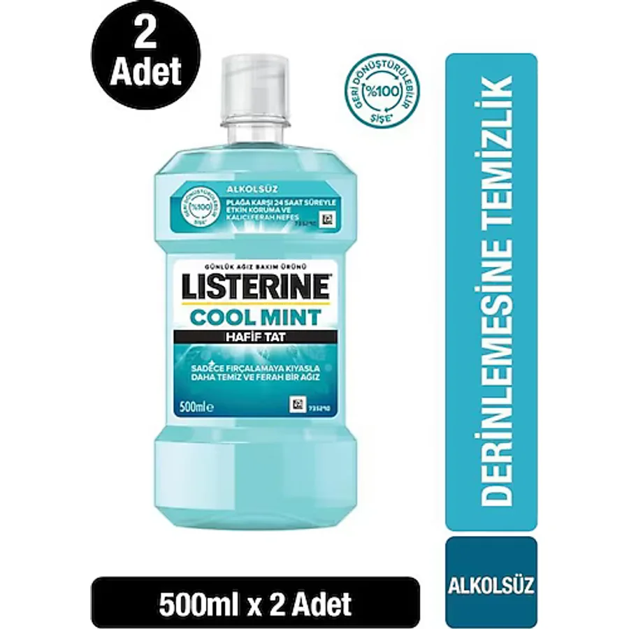 Listerine Zero Hafif Nane Aromalı Alkolsüz 500 ml 2 Adet Gargara